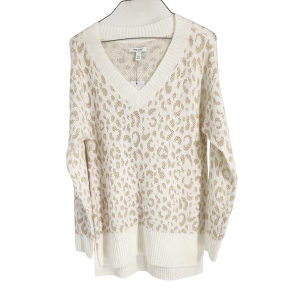 Nine West Leopard Print V-Neck Sweater - Women's XS - NWT - Picture 1 of 5